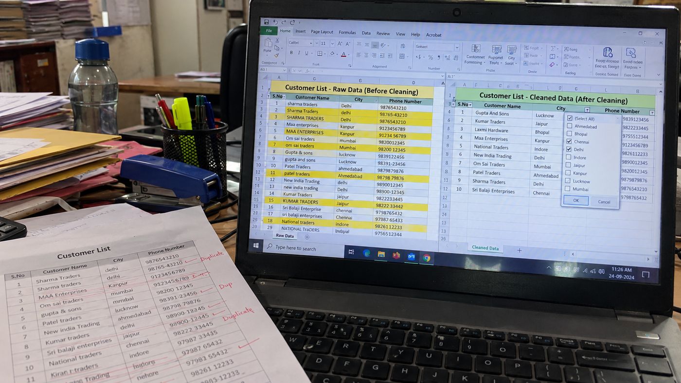 Customer list cleaning – WorkTeam sample