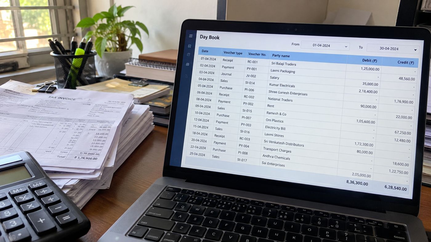 Tally day book entries – WorkTeam sample